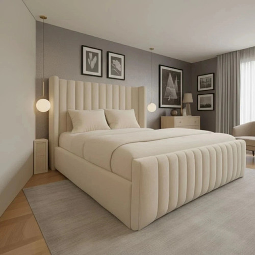 Winged panel bed frame plush - bed,