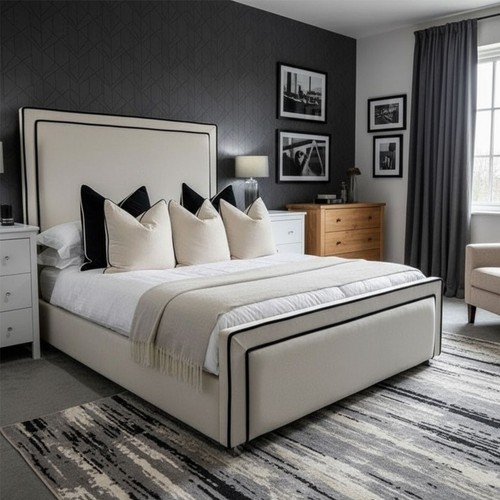 Pipping bed frame plush - frame, velvet
