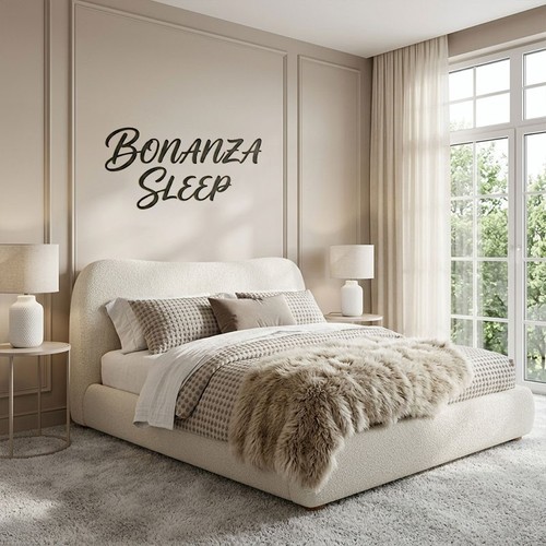 Luxury bed frame boucle - frame, fabric